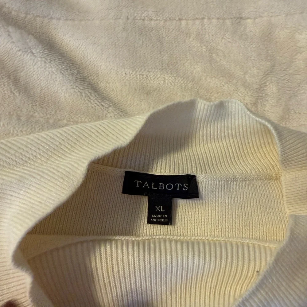 Talbots Cream Ribbed Knit Top - Picture 2 of 8